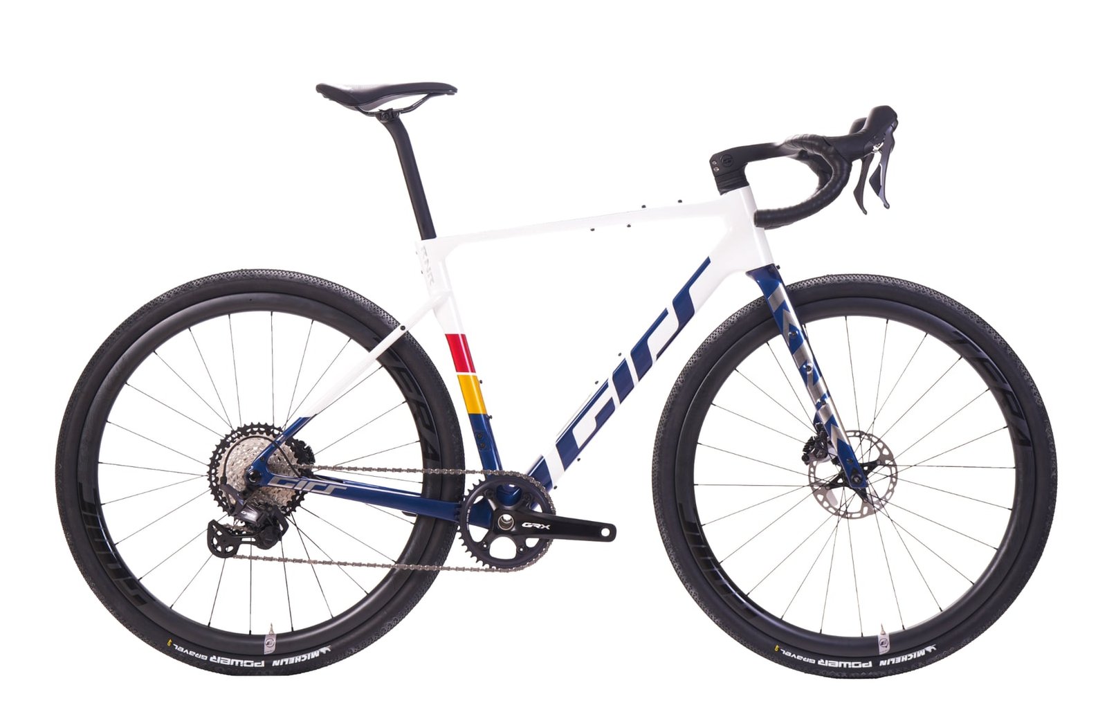Vélo gravel GIRS RNR Disc blanc et bleu