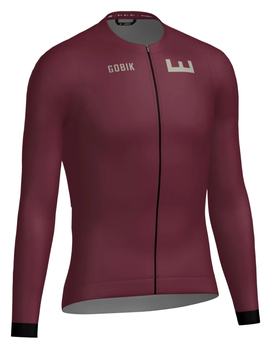 Maillot Escapade bordeaux à manches longues, vu de face